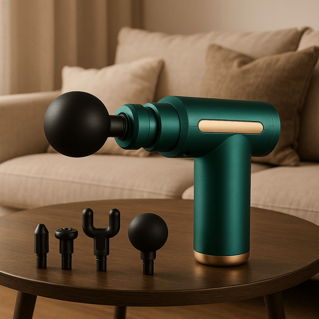 pistolet massage vert quatre embouts