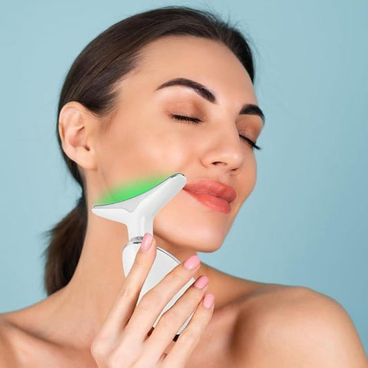 appareil massage visage femme lumiere verte