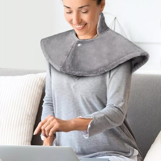 coussin chauffant femme gris chaleur