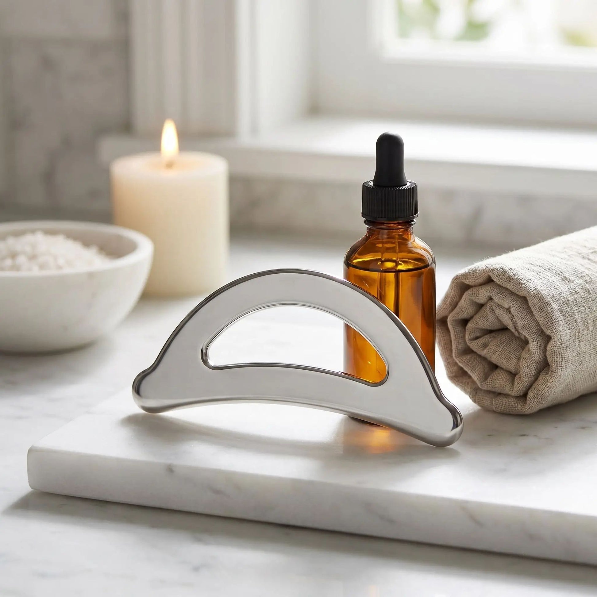gua sha corps acier inoxydable peau ferme lisse