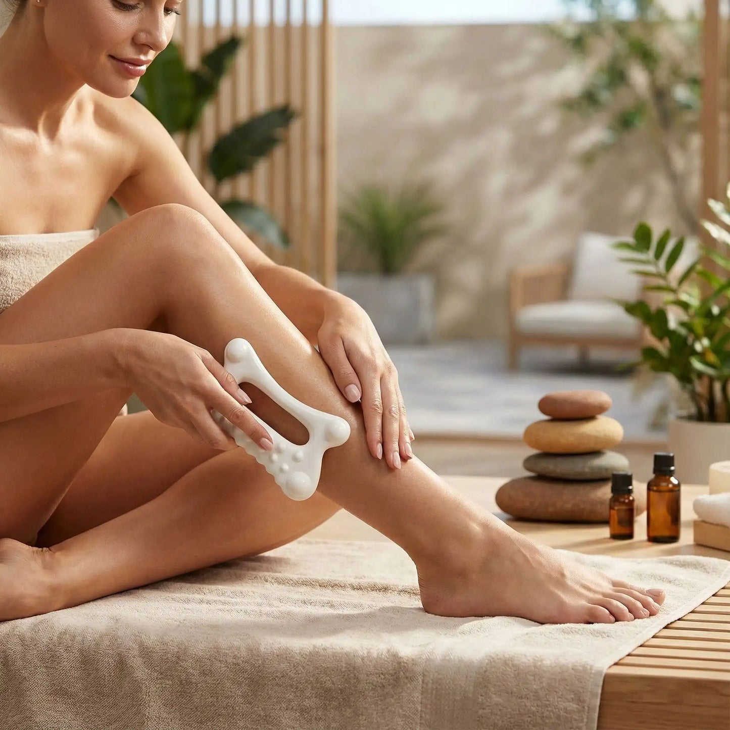 gua sha femme jambes massage