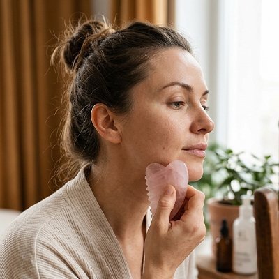 gua sha rose visage peau lisse