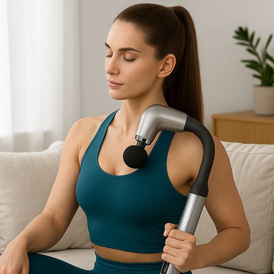 pistolet de massage femme detente canape