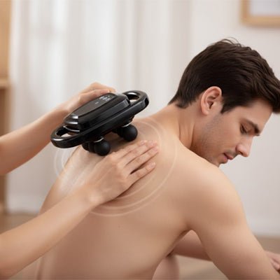 pistolet massage noir homme dos