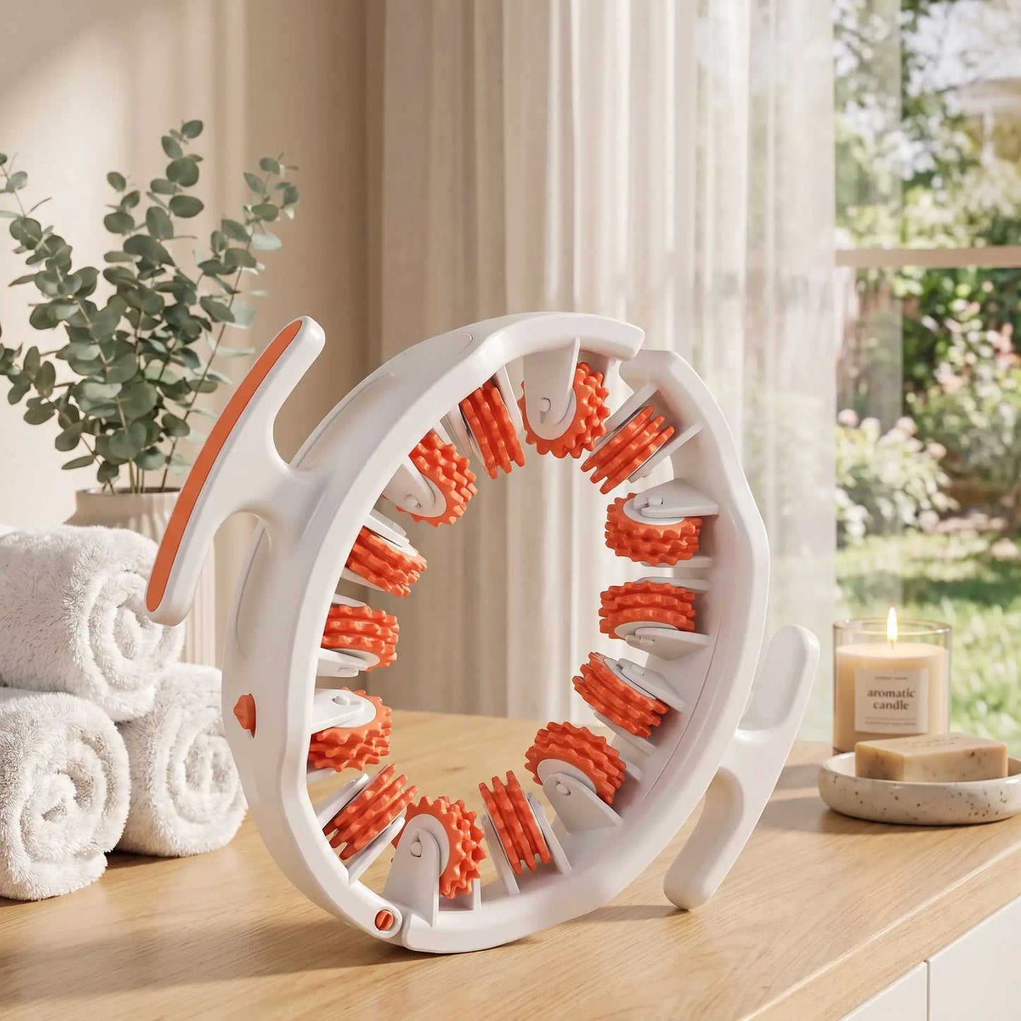 rouleau de massage circulaire orange blanc