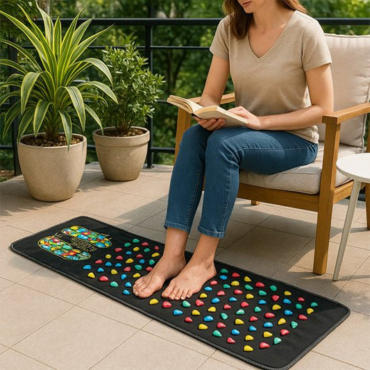 tapis d acupression terrasse femme lecture